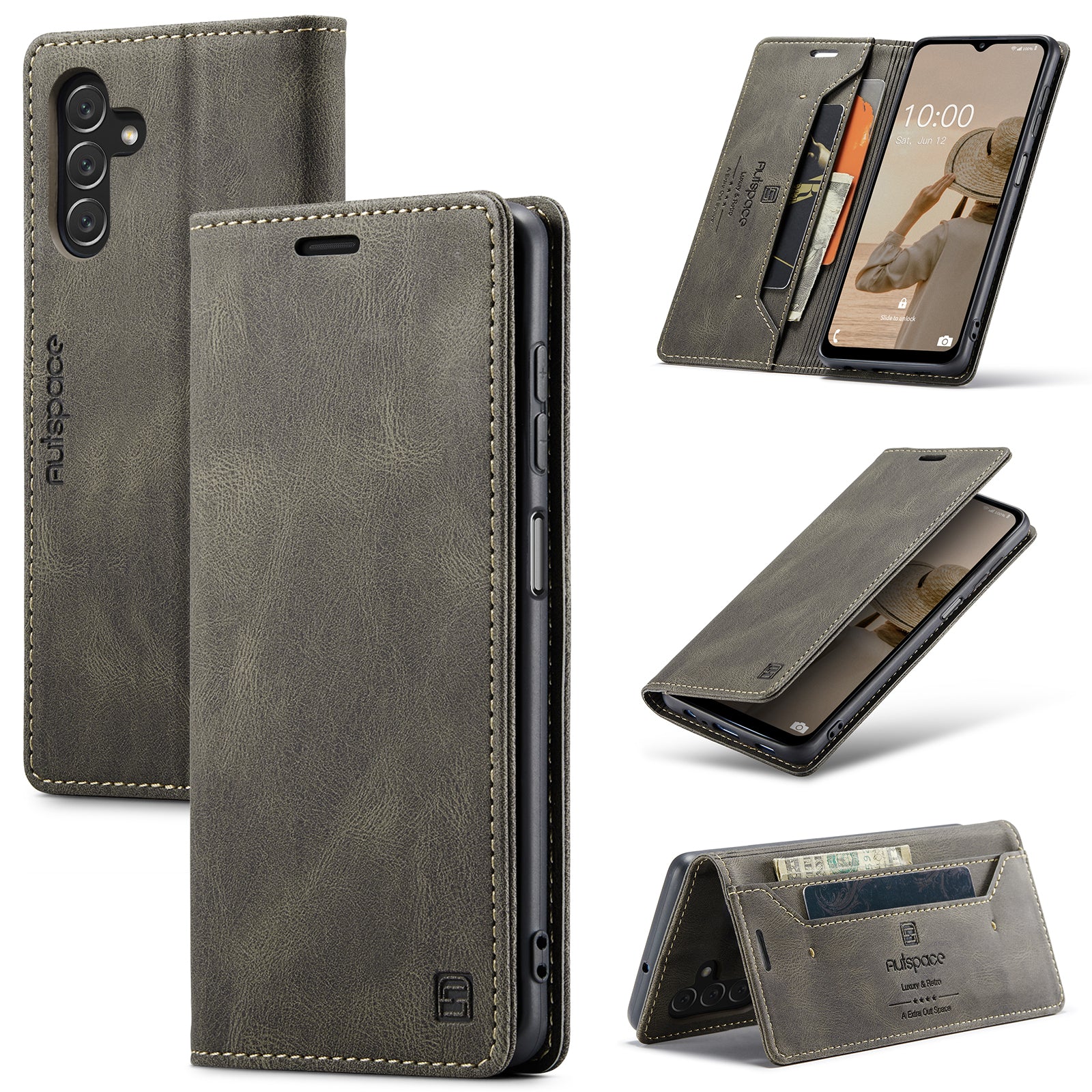 AUTSPACE A01 Series Flip Leather Case for Samsung Galaxy A14 5G RFID Blocking Phone Case Stand Retro Wallet Phone Cover AUTSPACE A01 Series Flip Leather Case for Samsung Galaxy A14 5G RFID Blocking Phone Case Stand Retro Wallet Phone Cover